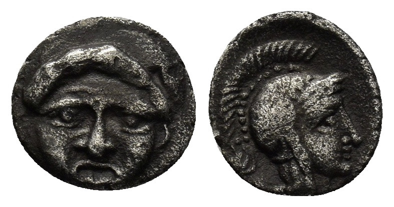 Pisidia. Selge circa 350-300 BC. Obol AR (0.7 Gr. 10mm.) 
Gorgoneion 
Rev. Head ...