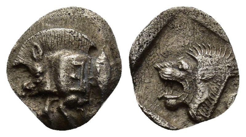 MYSIA. Cyzicus. Ca. 450-400 BC. AR obol (0.67 Gr. 12mm). 
Forepart of boar left,...