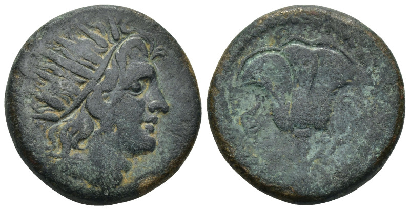 CARIA, Rhodos. Rhodes. Circa 88 BC. AE (17.5 Gr. 27mm.). 
Radiate head of Helios...