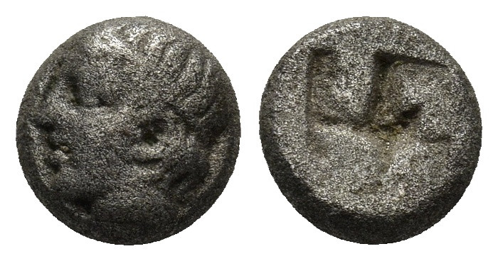 Lesbos. Uncertain mint circa 550-480 BC. 1/8 Stater AR (9mm., 1,26 g). Head of A...