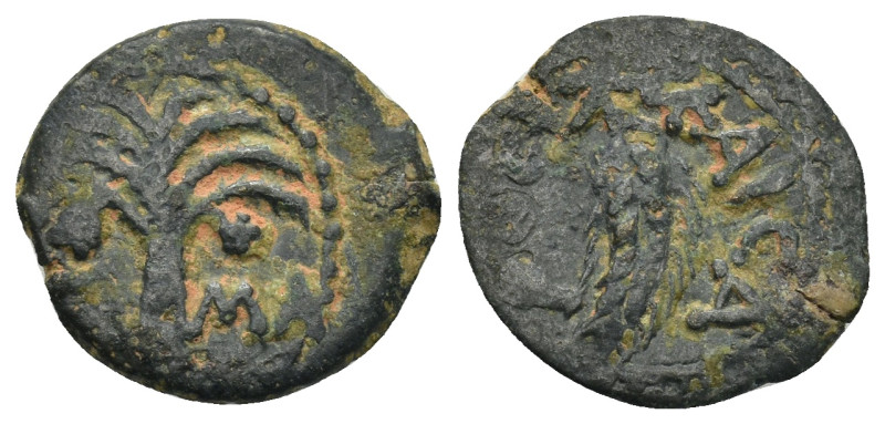 Judaea. Procurators. Marcus Ambibulus Æ Prutah (17mm,2.1 g). Dated CY 41 = 10/11...