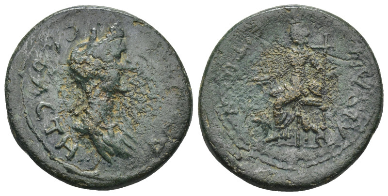 PHRYGIA, Aezanis. Domitia Longina, wife of Domitian. Augusta, 82-83 AD. Æ Diadem...