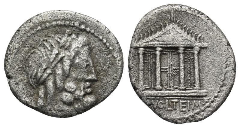 M. Volteius M. f. AR Denarius. Rome, 75 BC. (3.23 Gr. 19mm.)
 Laureate and beard...