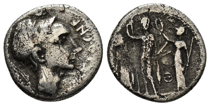 Cn. Blasio Cn.f. 112-111 BC. AR Denarius (3.46 Gr. 18mm.). Rome. 
Helmeted male ...