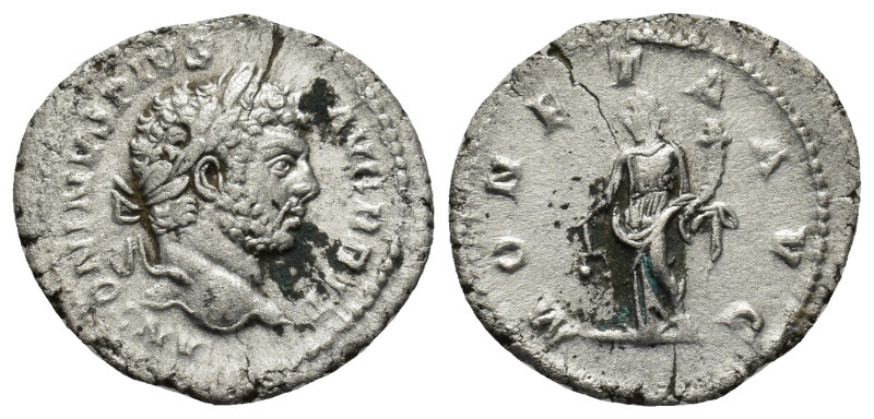 Caracalla, AD 198-211. AR, Denarius.(20mm, 2.3 g). Rome. Obv: ANTONINVS PIVS AVG...