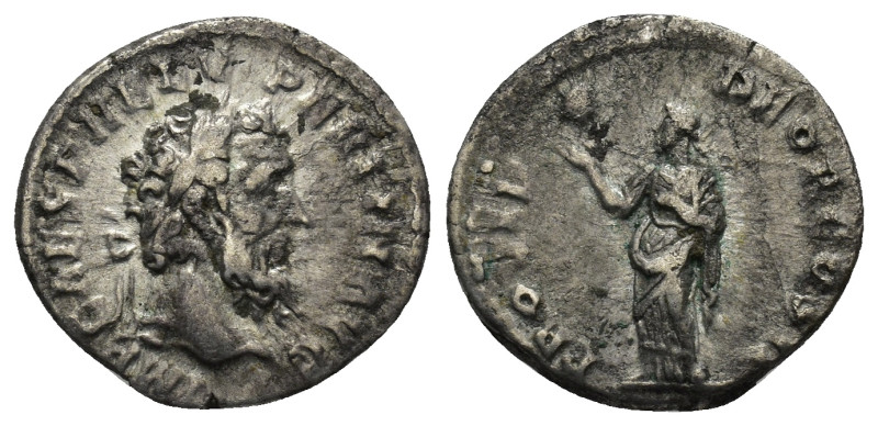 Pertinax AR Denarius. Rome, AD 193. (2.97 Gr. 18mm.)
Laureate head right 
Rev. P...