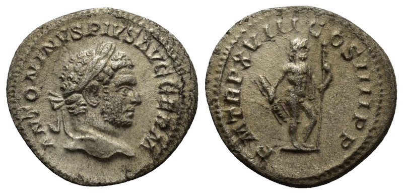 Caracalla. A.D. 198-217. AR denarius (19mm, 2.94 g). Rome (2.7 Gr. 20mm.)
 laure...