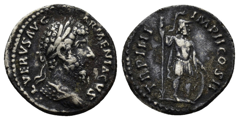 Lucius Verus AR Denarius. (18mm, 3.1 g) Rome, AD 164. L VERVS AVG - ARMENIACVS, ...