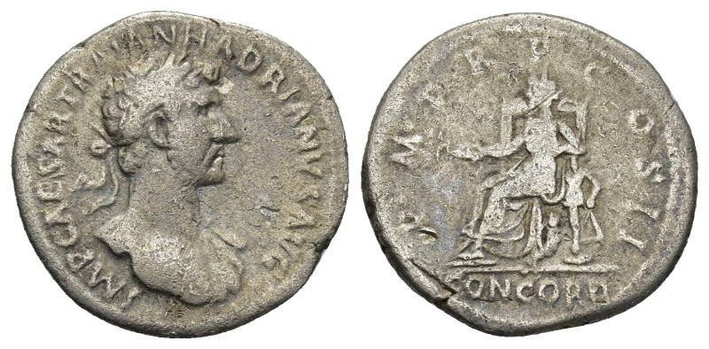 HADRIAN (117-138 AD). AR, Denarius. (19mm, 3.0 g) Rome. Obv: IMP CAESAR TRAIAN H...