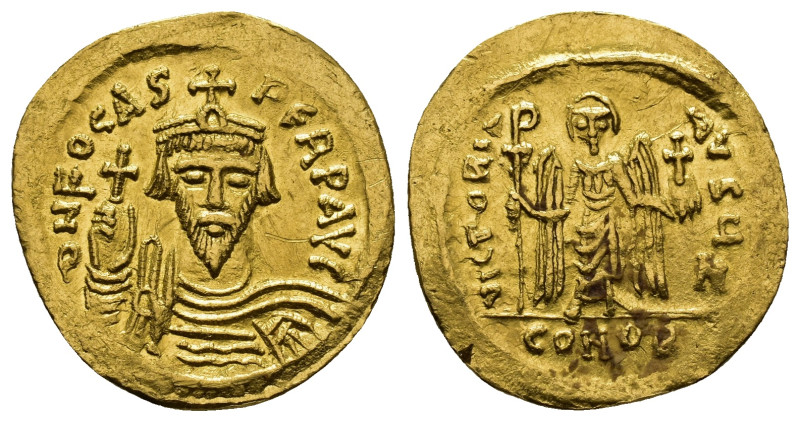 Focas. 602-610 AD. Solidus, Constantinople, (4.4Gr. 22mm.) 
Draped, cuirassed bu...