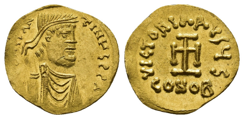 Constans II Pogonatus (AD 641-668). AV tremissis (15mm,1.47 g) Constantinople. d...