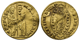 Venice. Marino Grimani (1595-1605) (3.5 Gr. 20mm.)
The Doge is standing before St. Mark.
Rev. Christ standing within an oval cartouche.