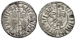 ARMENIA, Cilician Armenia. Royal . Hetoum I and Zabel. 1226-1270. AR Tram (2.94Gr. 21mm.). 
Zabel and Hetoum standing facing one another, each crowned...