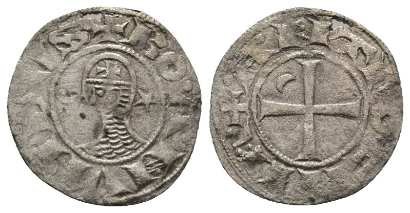 CRUSADERS, Antioch. Raymond Roupen . 1216-1219. AR Denier (0.72 Gr. 17mm.)
Helme...