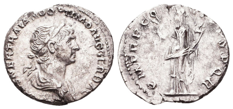 Trajan. AD 98-117. AR Denarius
Reference:

Condition: Very Fine

Weight:3,4...