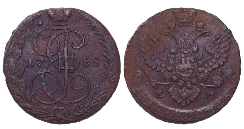 Russia, Ekaterina II (1762 - 1796). 5 kopeks 1788 year, Cooper, 51,2 g, C# 59.3,...