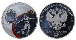 Russia, Vladimir Putin (2012 - Present time). 3 roubles 2018 year, Silver, 33,9 g, "2018 FIFA World Cup - Nizhny Novgorod"

Estimate: 50-80 EUR