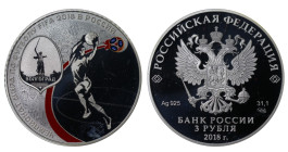 Russia, Vladimir Putin (2012 - Present time). 3 roubles 2018 year, Silver, 33,9 g, "2018 FIFA World Cup - Volgograd"

Estimate: 50-80 EUR
