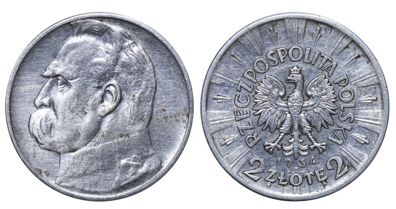 Poland, Józef Piłsudski (1926 - 1935). 2 zlote 1934, Silver, 4,4 g, Y# 27, Józef...