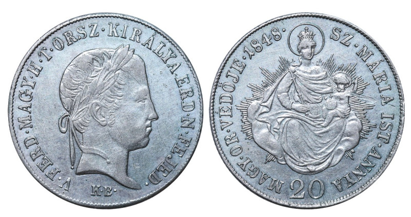 Hungary, Ferdinand V (1835 - 1848). 20 krajczar 1848 year, Silver, 6,68 g, KM# 4...