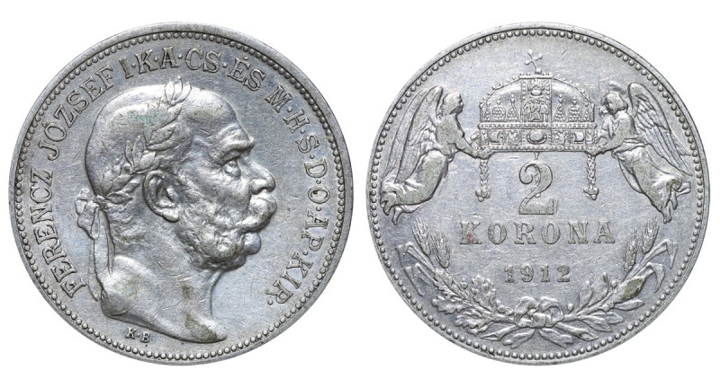 Austria, Franz Joseph I (1848 - 1916). 2 corona 1912 year, Silver, 10 g, KM# 282...