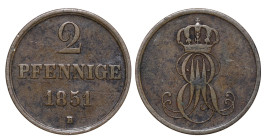 Germany (Kingdom of Hannover), Ernest Augustus (1837 - 1851). 2 pfennige 1851 year, Copper, 4,6 g, KM# 202

Estimate: 5-10 EUR