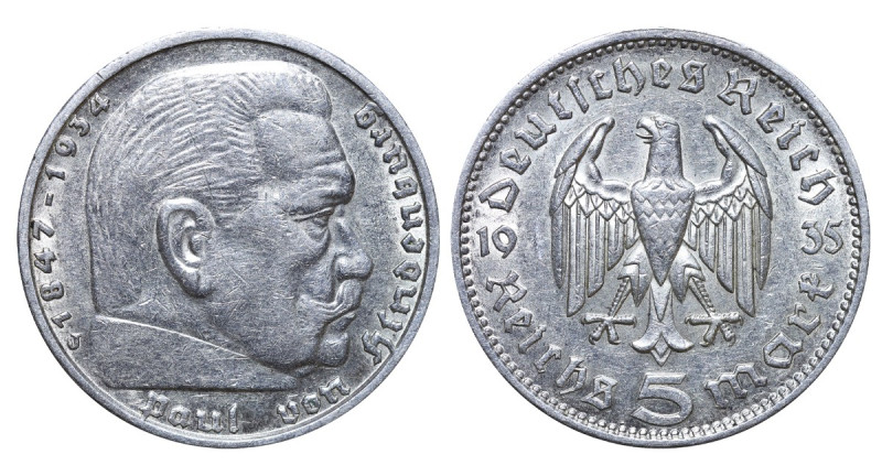 Germany (Third Reich), Adolf Hitler (1934 - 1945). 5 Reichsmark 1935 year, Silve...