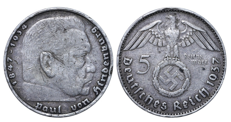 Germany (Third Reich), Adolf Hitler (1934 - 1945). 5 Reichsmark 1937 year, Silve...