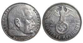 Germany (Third Reich), Adolf Hitler (1934 - 1945). 2 Reichsmark 1938 year (Hamburgische Münze) , Silver, 8 g, KM# 93

Estimate: 5-10 EUR