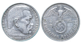 Germany (Third Reich), Adolf Hitler (1934 - 1945). 2 Reichsmark 1939 year, Silver, 8 g, KM# 93

Estimate: 10-20 EUR