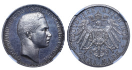 Germany, Vilhelms II (1891 - 1918), 2 marks 1905A year, 11,1 g, KM# 152, SAXE COBURG GOTHA NGC PF65 (5780256-002)

Estimate: 1500-3000 EUR