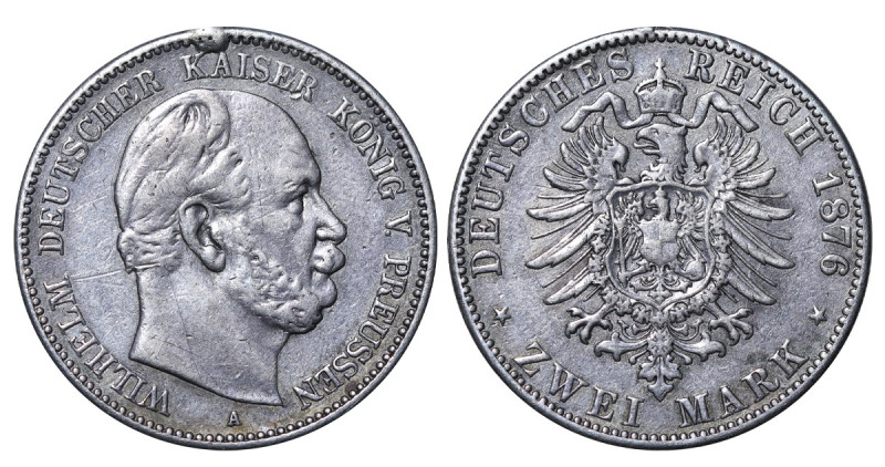 Germany (Prussia), William I (1861 - 1888). 2 Marks 1876 year, Silver, 11,11 g. ...