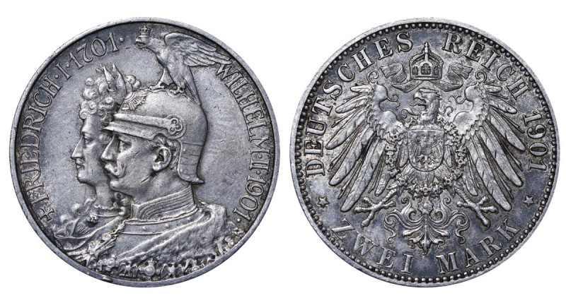 Germany (Prussia), William II (1888 - 1918). 2 Marks 1901 year, Silver, 11,11 g,...