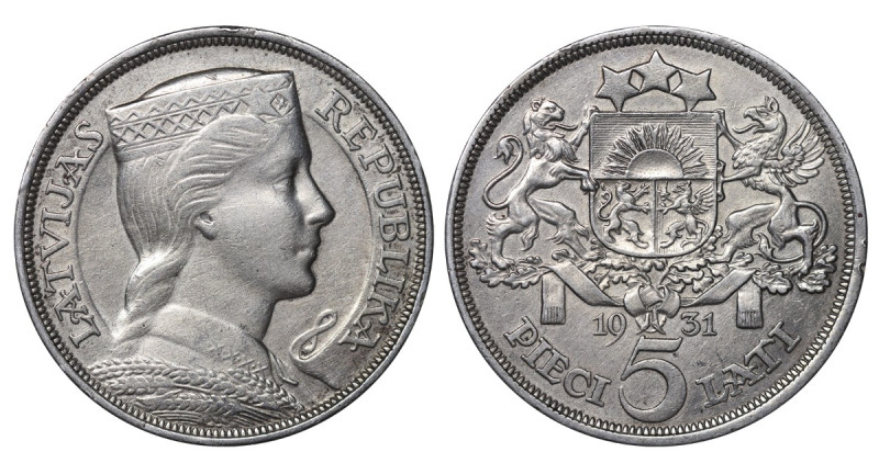 Latvia, Alberts Kviesis (1930 - 1936). 5 Lats 1931 year, Silver, 25 g. KM# 9

...