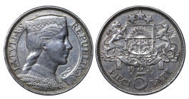 Latvia, Gustavs Zemgals (1927 - 1930). 5 Lats 1929 year, Silver, 25 g. KM# 9

Estimate: 30-50 EUR