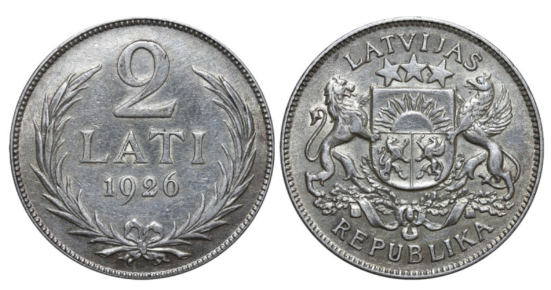 Latvia, Janis Chakste (1922 - 1927). 2 Lats 1926 year, Silver, 10 g, KM#8

Est...