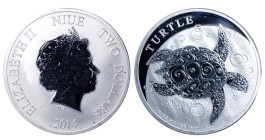UK (Niue), Elizabeth II (1952 - 2022). 2 dollars, 2017 year, Silver, 31 g, "Hawksbill Turtle"

Estimate: 20-40 EUR