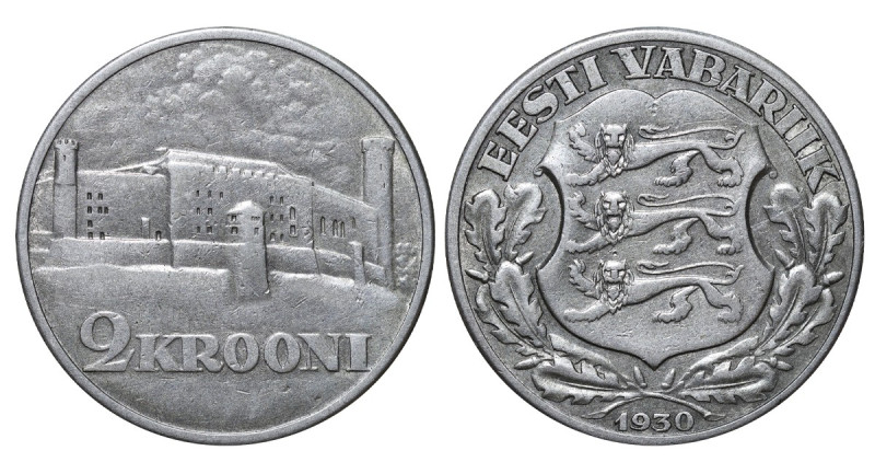 Estonia, Otto August Strandman (1929 – 1931). 2 krooni 1930 year, Silver, 12 g, ...