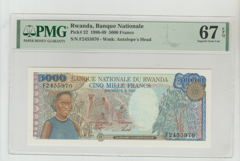 Rwanda, Juvénal Habyarimana (1973 - 1994). 5000 francs 1988 year, Banque Nationa...