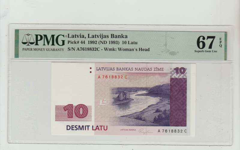 Latvia, Anatolijs Gorbunovs (1991 - 1993). 10 latu 1992 year, Latvijas Banka, Pi...