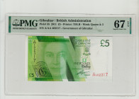 Gibraltar/British Administration, Elizabeth II (1952 - 2022). 5 pounds 2011 year, Pick#35, Printer: TDLR - Wmk: Queen&5, S/N A/AA 402317 - Government ...