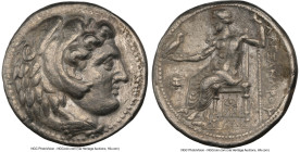 MACEDONIAN KINGDOM. Alexander III the Great (336-323 BC). AR tetradrachm (26mm, 17.14 gm, 7h). NGC Choice VF 5/5 - 3/5, Fine Style. Lifetime issue of ...