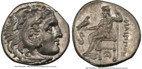 MACEDONIAN KINGDOM. Philip III Arrhidaeus (323-317 BC). AR drachm (17mm, 4.31 gm, 5h). NGC MS 5/5 - 4/5. Lampsacus. Head of Heracles right, wearing li...