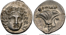 MACEDONIAN KINGDOM. Perseus (179-168 BC). AR drachm (16mm, 2.54 gm, 5h). NGC MS 5/5 - 4/5. Pseudo-Rhodian, Greek mercenaries issue, ca. 175-170 BC, Er...