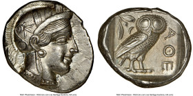 ATTICA. Athens. Ca. 440-404 BC. AR tetradrachm (26mm, 17.18 gm, 10h). NGC Choice AU 5/5 - 4/5. Mid-mass coinage issue. Head of Athena right, wearing e...