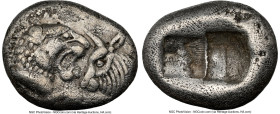 LYDIAN KINGDOM. Croesus (561-546 BC). AR half-stater or siglos (16mm, 5.25 gm). NGC Choice XF 5/5 - 2/5, scratches. Croeseid standard, Sardes. Confron...