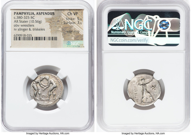 PAMPHYLIA. Aspendus. Ca. 380-225 BC. AR stater (22mm, 10.56 gm, 11h). NGC Choice...
