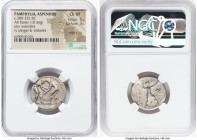 PAMPHYLIA. Aspendus. Ca. 380-225 BC. AR stater (22mm, 10.56 gm, 11h). NGC Choice VF 5/5 - 3/5, edge filing. Two nude male wrestlers grappling, ΠO betw...