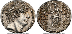 SELEUCID KINGDOM. Philip I Philadelphus (ca. 95/4-76/5 BC). AR tetradrachm (26mm, 1h). NGC AU. Antioch on the Orontes, ca. 88-87 BC. Diademed head of ...