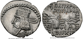 PARTHIAN KINGDOM. Pacorus I (ca. AD 78-120). AR drachm (20mm, 11h). NGC AU. Ecbatana. Diademed, draped bust of Pacorus I left, with long pointed beard...
